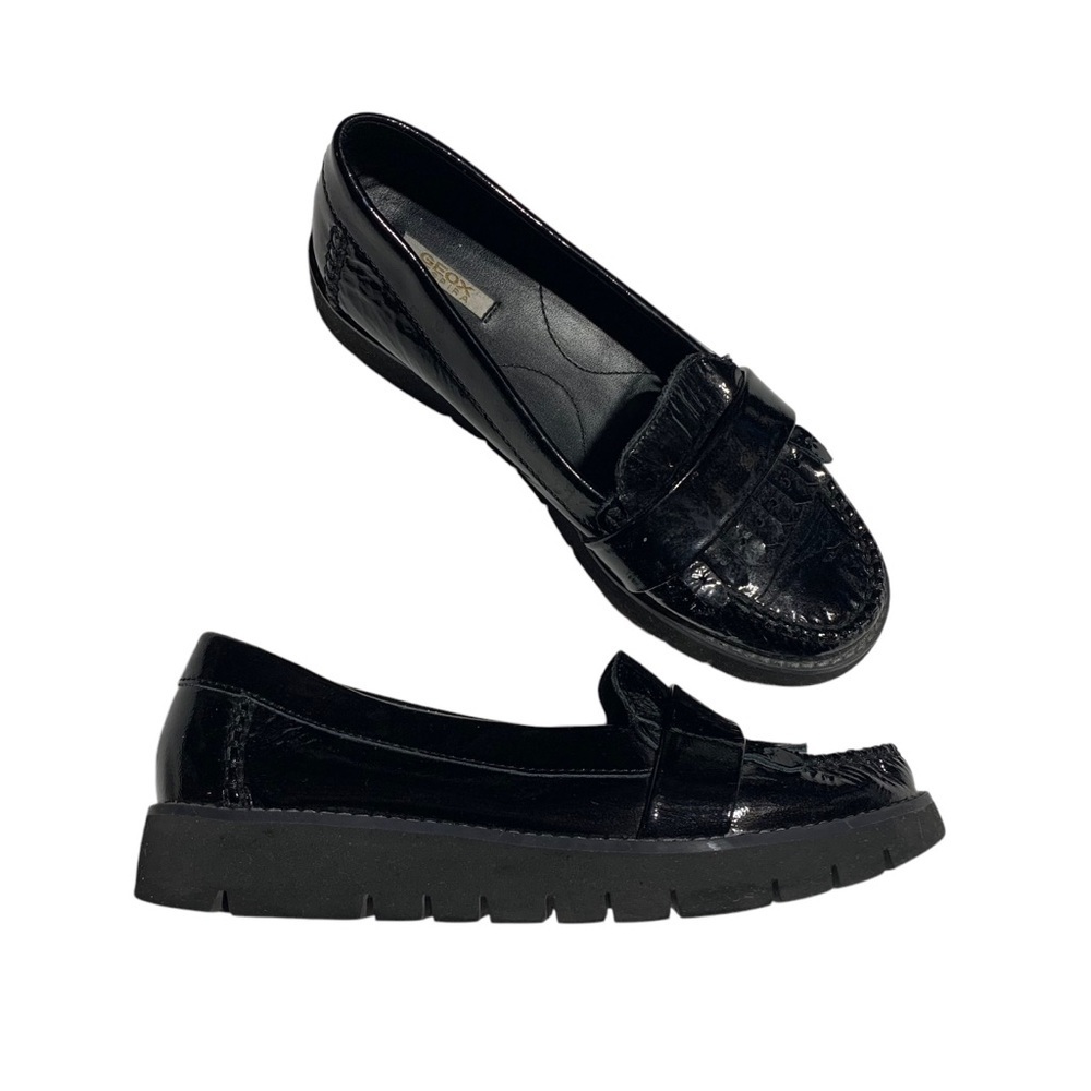 Geox Black Patent Leather Loafers
